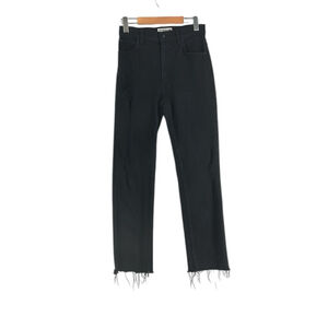 Derek Lam 10 Crosby Denim Black High Rise Raw Hem Straight Leg Jeans Size 26